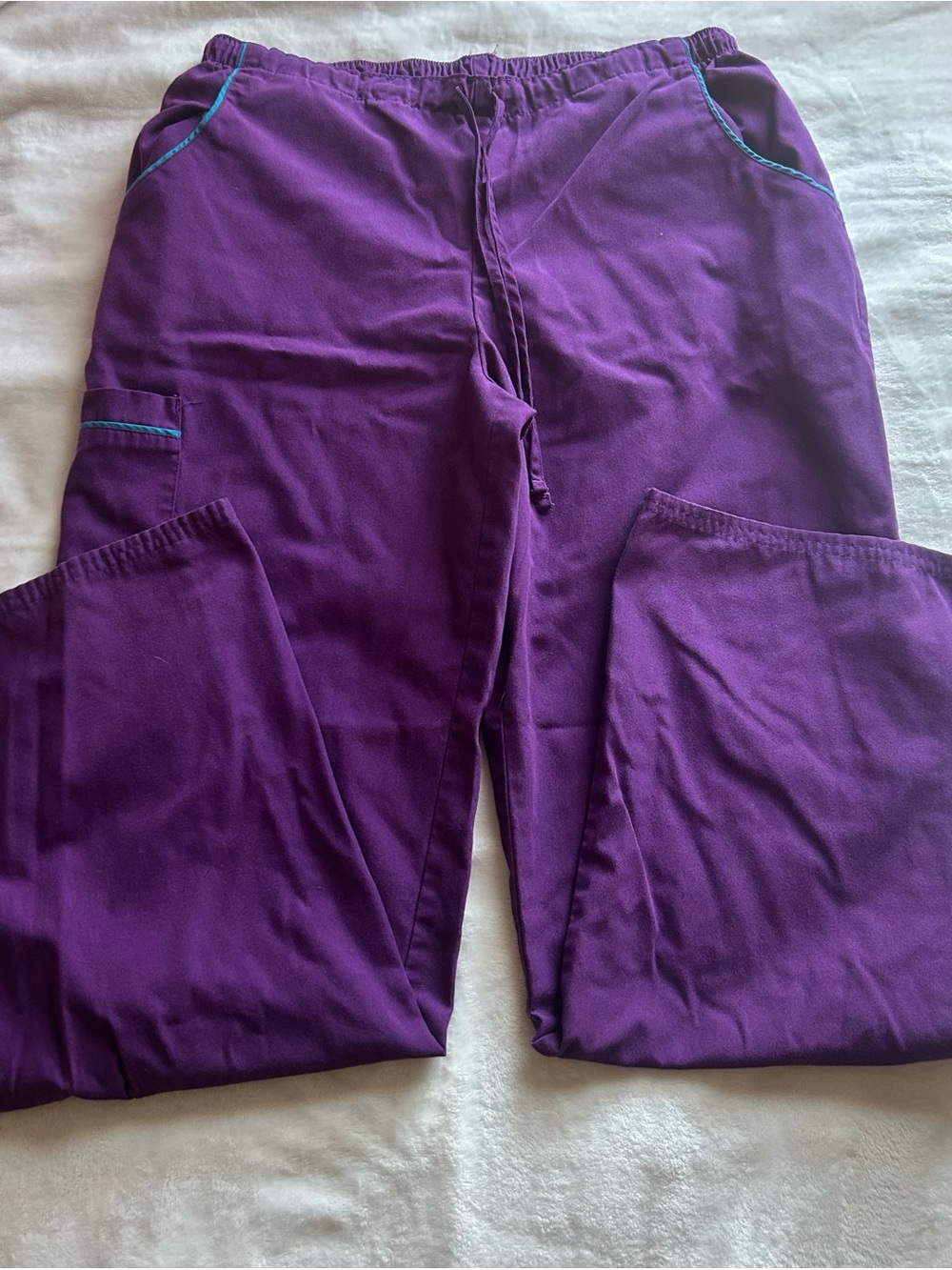 SB Scrubs Purple Scrub Pants with Teal Accent